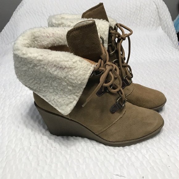Coach And Four  Women’s Brown Suede Leather Lace Up Wedge Boots Size: 10 - Picture 3 of 10